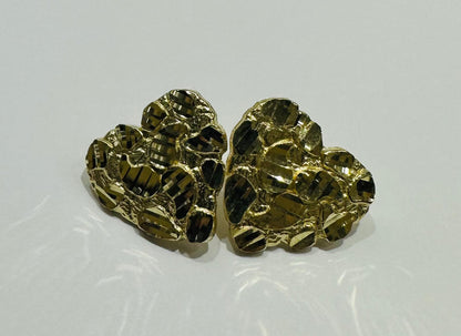 10K GOLD HEART NUGGET EARRINGS- 2.7gm