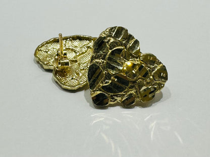 10K GOLD HEART NUGGET EARRINGS- 2.7gm