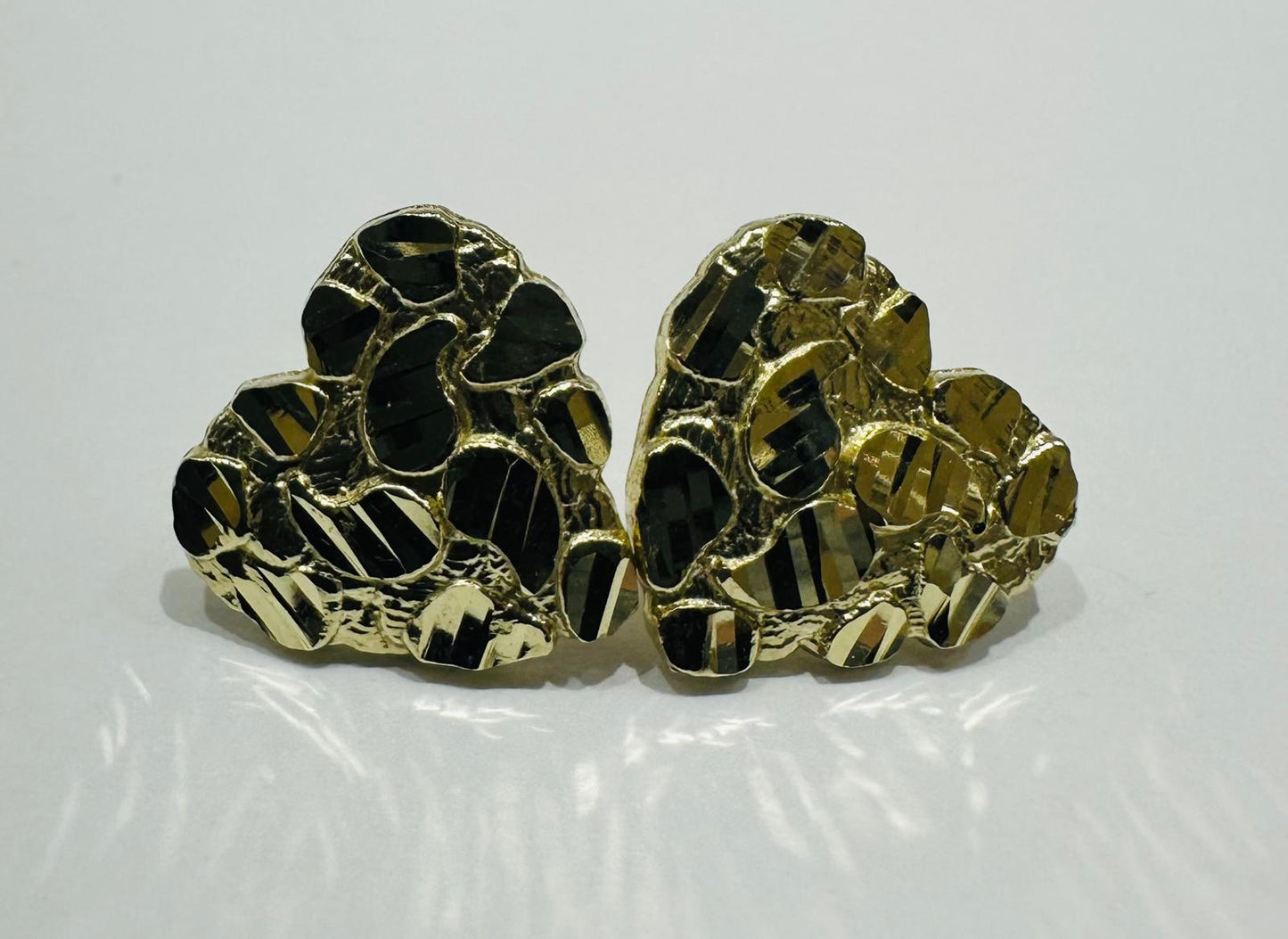 10K GOLD HEART NUGGET EARRINGS- 2.0gm