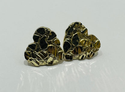 10K GOLD HEART NUGGET EARRINGS- 2.0gm
