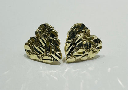 10K GOLD HEART NUGGET EARRINGS- 1.2gm