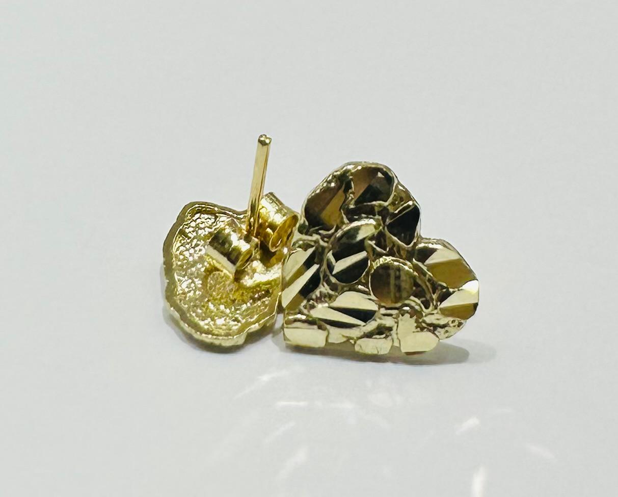 10K GOLD HEART NUGGET EARRINGS- 1.2gm
