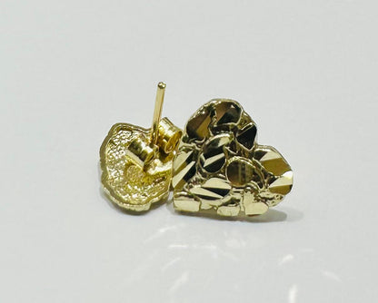 10K GOLD HEART NUGGET EARRINGS- 1.2gm