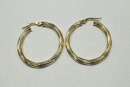 10K GOLD ROUND HOOP EARRINGS- 1.7gm