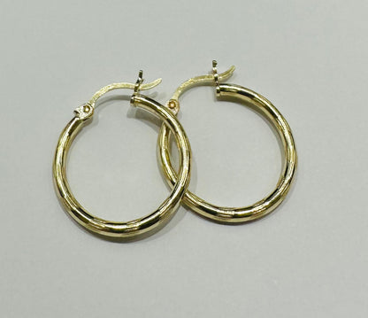 10K GOLD ROUND HOOP EARRINGS- 1.6gm