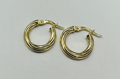 10K GOLD ROUND HOOP EARRINGS- 1.0gm