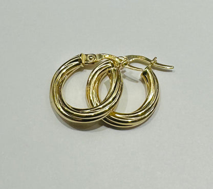 10K GOLD ROUND HOOP EARRINGS- 1.0gm