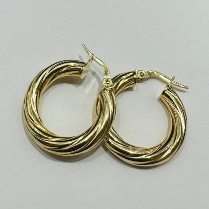 10K GOLD ROUND HOOP EARRINGS- 2.2gm