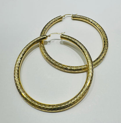 10K GOLD ROUND HOOP EARRINGS- 10.2gm