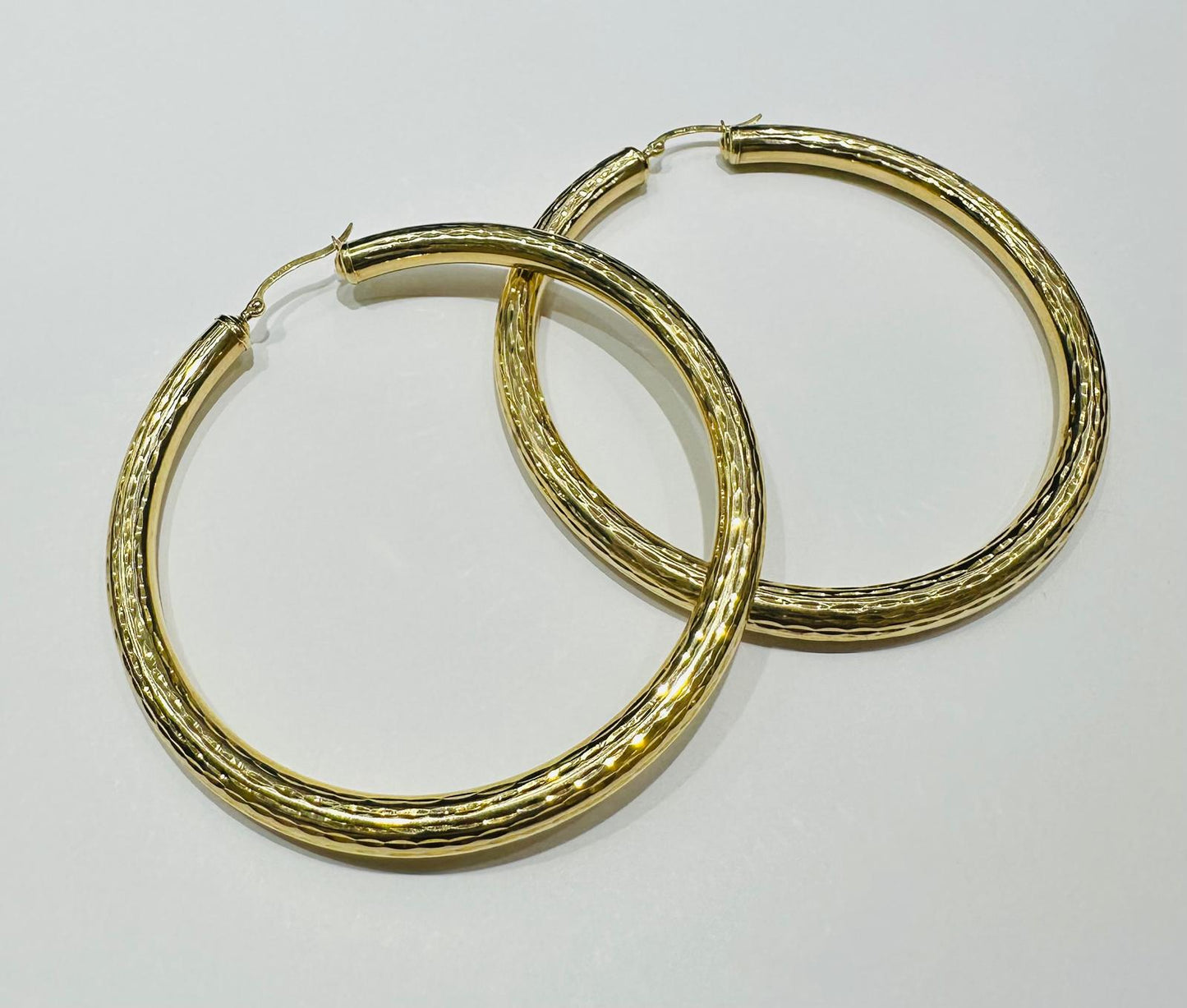 10K GOLD ROUND HOOP EARRINGS- 10.2gm