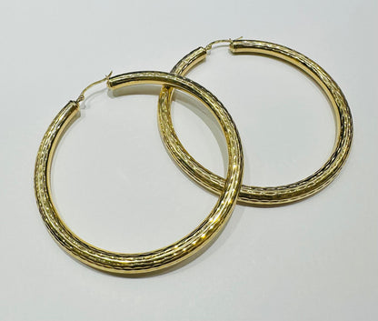 10K GOLD ROUND HOOP EARRINGS- 10.2gm