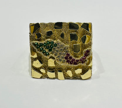 10K GOLD TEXAS NUGGET RING- 9.3gm