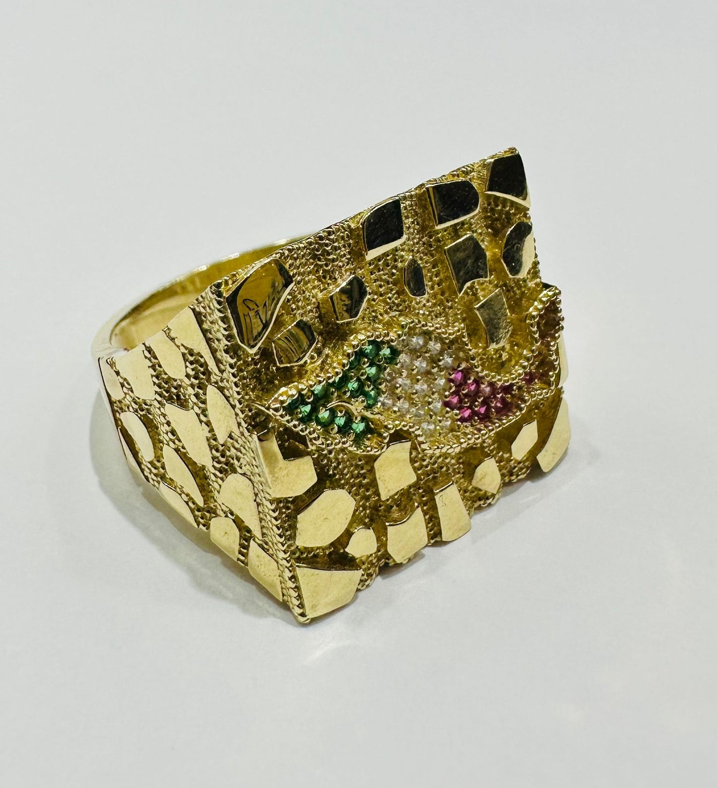 10K GOLD TEXAS NUGGET RING- 9.3gm