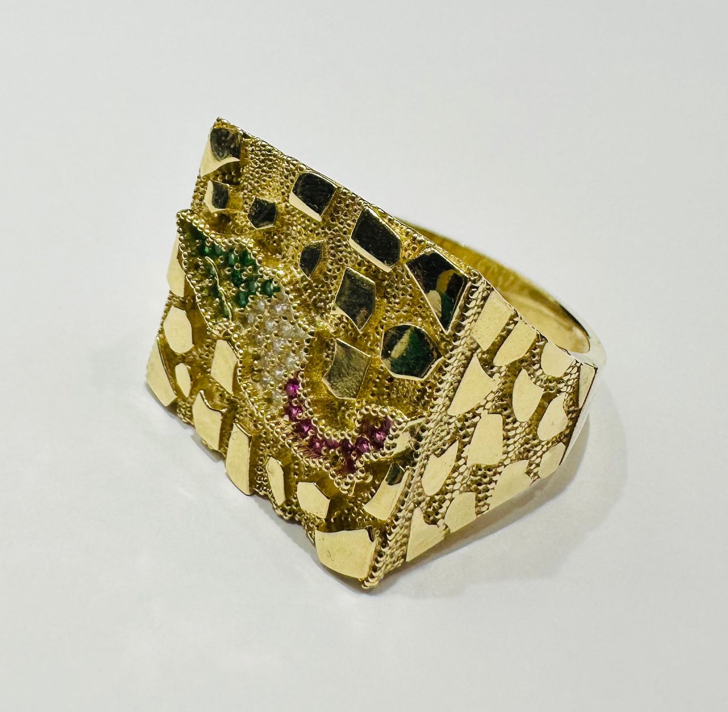 10K GOLD TEXAS NUGGET RING- 9.3gm