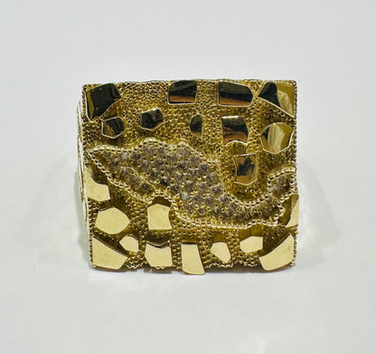 10K GOLD TEXAS NUGGET RING- 9.5gm