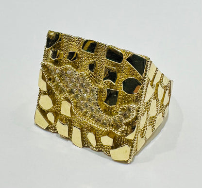 10K GOLD TEXAS NUGGET RING- 9.5gm