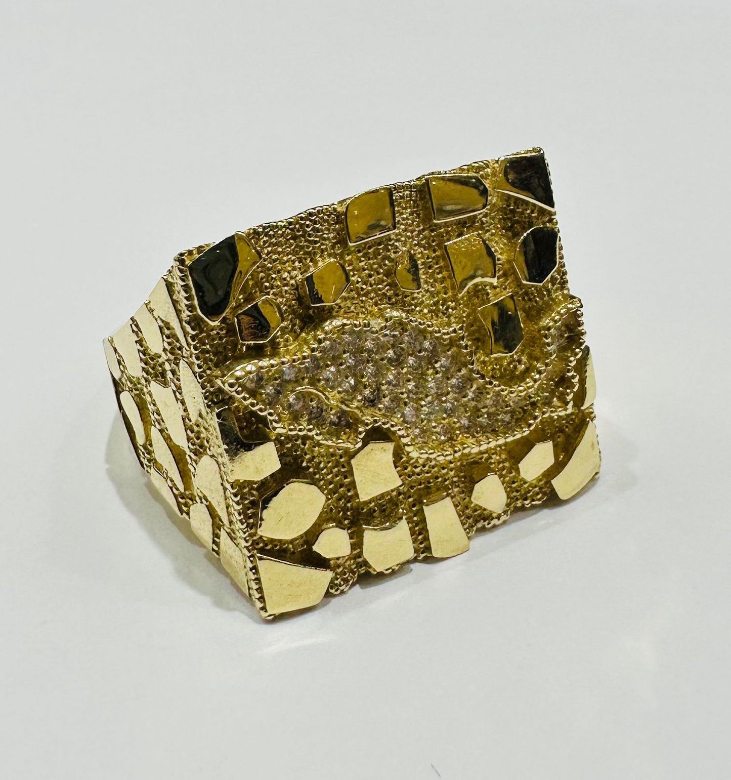 10K GOLD TEXAS NUGGET RING- 9.5gm