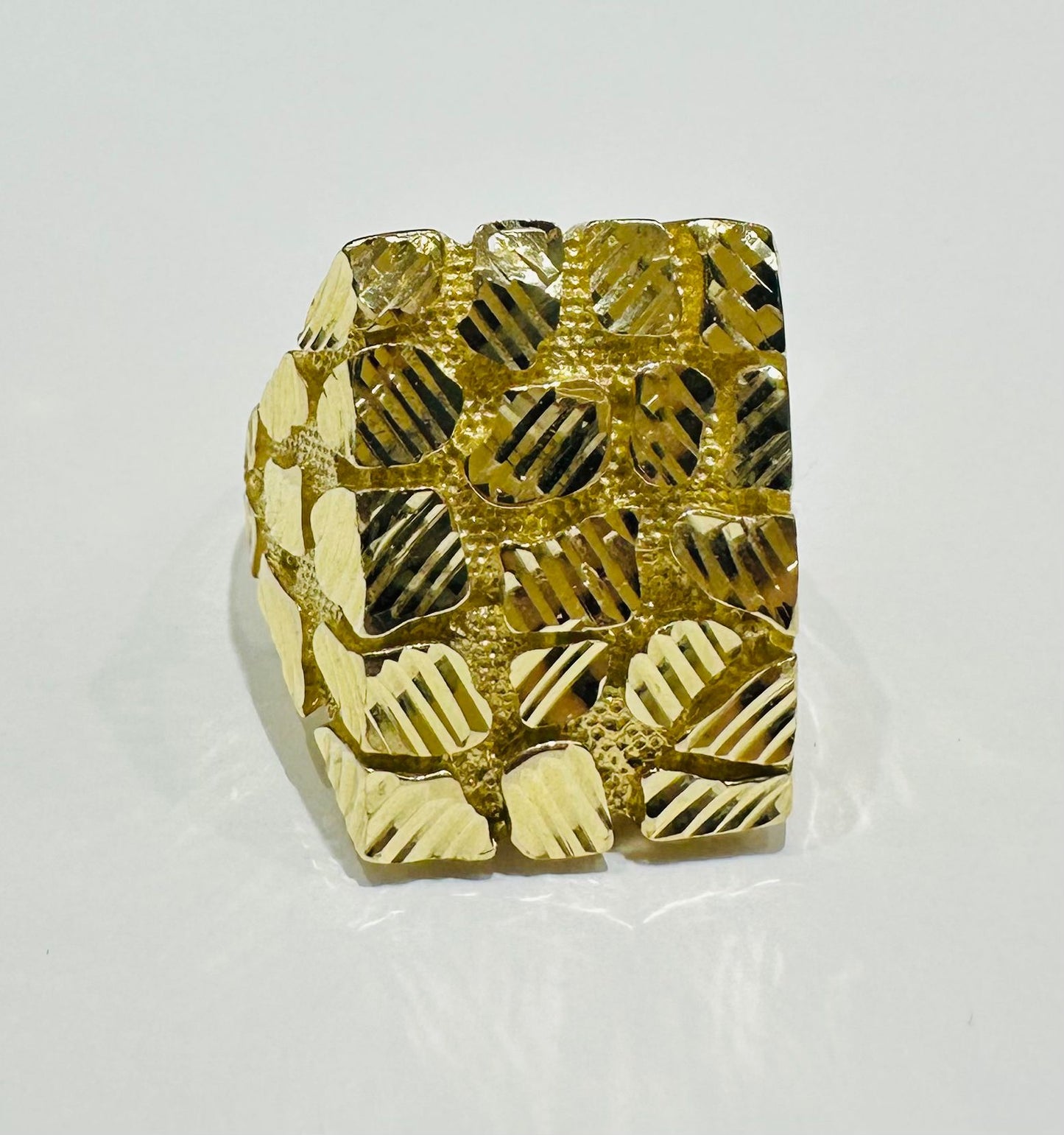 10K GOLD NUGGET RING WITH CZ STONES- 8.6gm