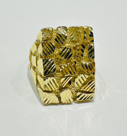 10K GOLD NUGGET RING WITH CZ STONES- 8.6gm