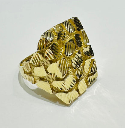 10K GOLD NUGGET RING WITH CZ STONES- 8.6gm