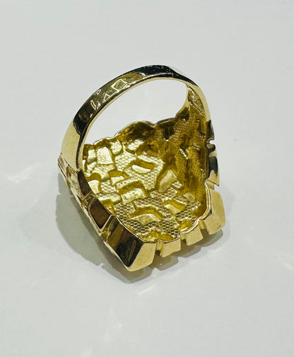 10K GOLD NUGGET RING WITH CZ STONES- 8.6gm