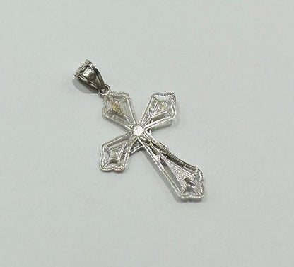 10K WHITE GOLD CROSS JESUS PENDANT- WEIGHT: 1.0gm