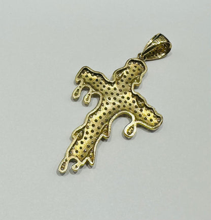 10K GOLD CROSS PENDANT WITH WHITE SAPPHIRE- WEIGHT: 5.6gm