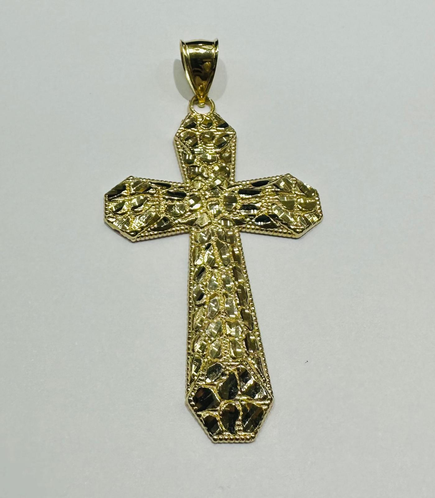 10K GOLD CROSS NUGGET PENDANT- WEIGHT: 5.8gm