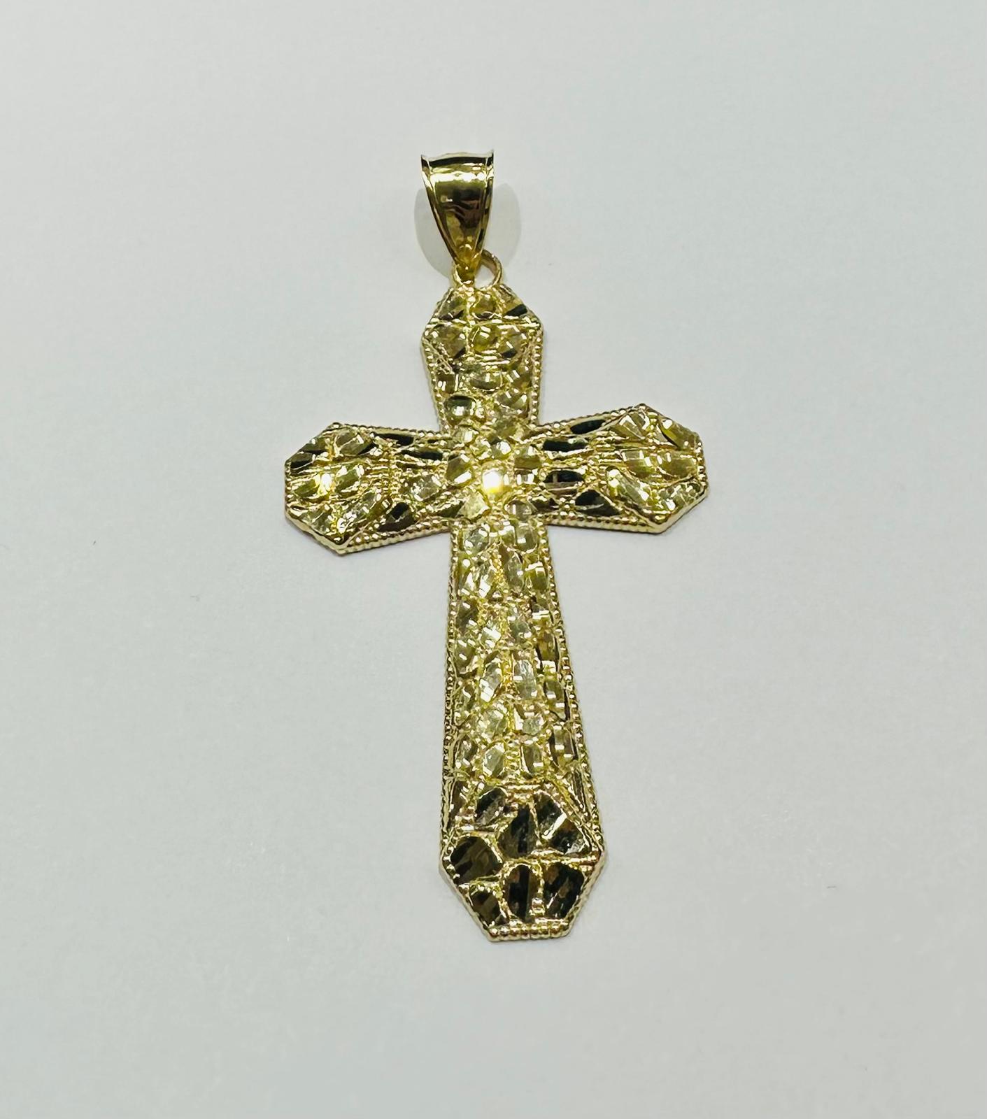 10K GOLD CROSS NUGGET PENDANT- WEIGHT: 5.8gm