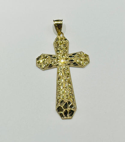 10K GOLD CROSS NUGGET PENDANT- WEIGHT: 5.8gm