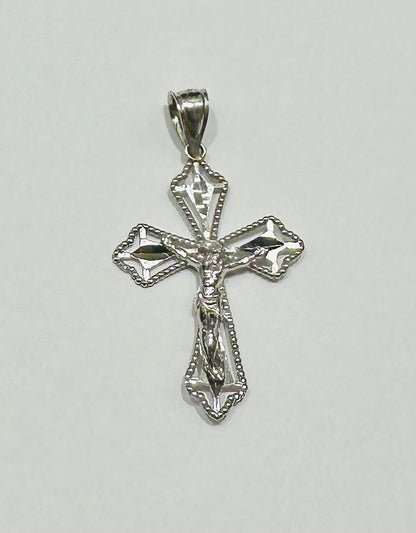10K WHITE GOLD CROSS JESUS PENDANT- WEIGHT: 1.0gm