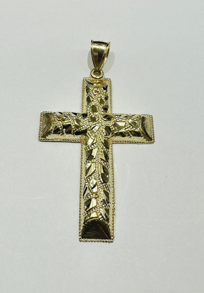 10K GOLD CROSS NUGGET PENDANT- WEIGHT: 6.3gm