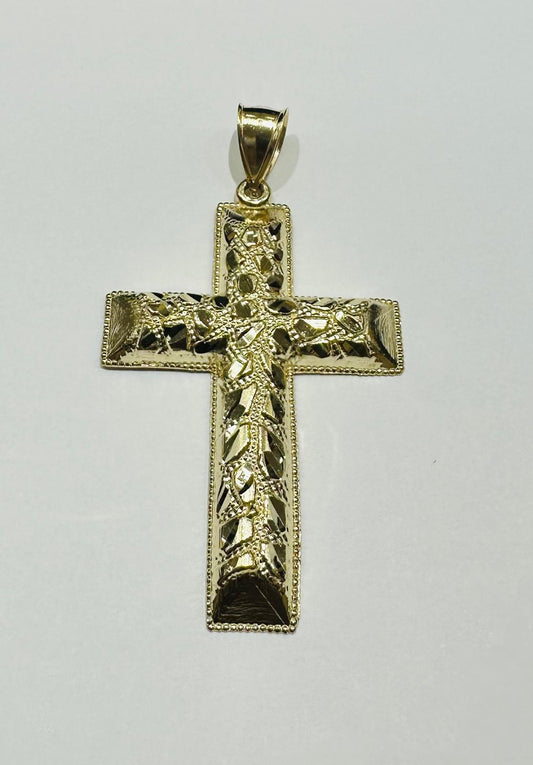 10K GOLD CROSS NUGGET PENDANT- WEIGHT: 6.3gm