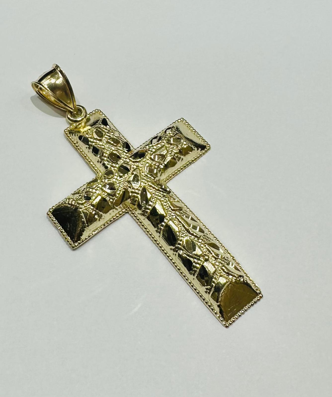 10K GOLD CROSS NUGGET PENDANT- WEIGHT: 6.3gm