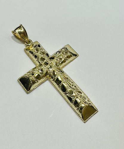 10K GOLD CROSS NUGGET PENDANT- WEIGHT: 6.3gm