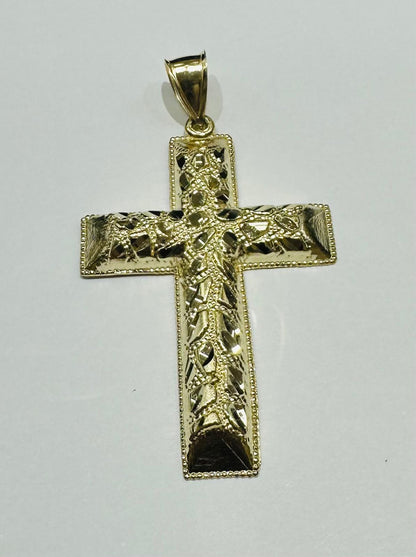 10K GOLD CROSS NUGGET PENDANT- WEIGHT: 6.3gm
