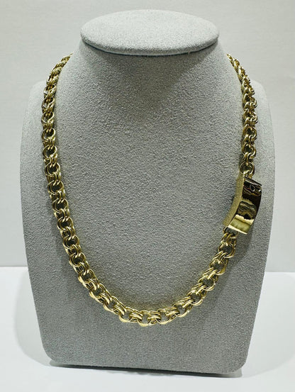 10K GOLD SEMI CHINO LINK CHAIN NECKLACE- 27.3gm    22"    7.50mm