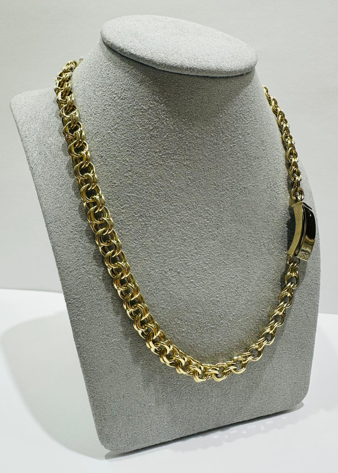 10K GOLD SEMI CHINO LINK CHAIN NECKLACE- 27.3gm    22"    7.50mm