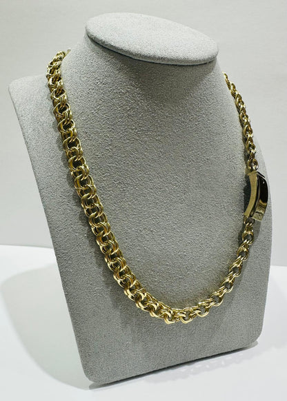 10K GOLD SEMI CHINO LINK CHAIN NECKLACE- 32gm    26"    7.85mm