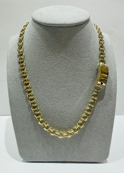 10K GOLD SEMI CHINO LINK CHAIN NECKLACE- 18.2gm    16"    6.55mm