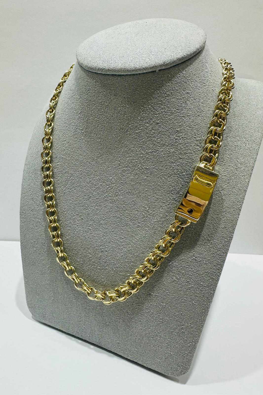 10K GOLD SEMI CHINO LINK CHAIN NECKLACE- 18.2gm    16"    6.55mm