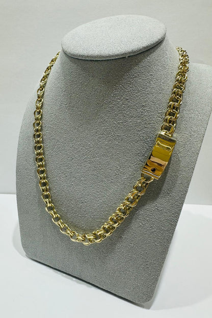 10K GOLD SEMI CHINO LINK CHAIN NECKLACE- 18.2gm    16"    6.55mm
