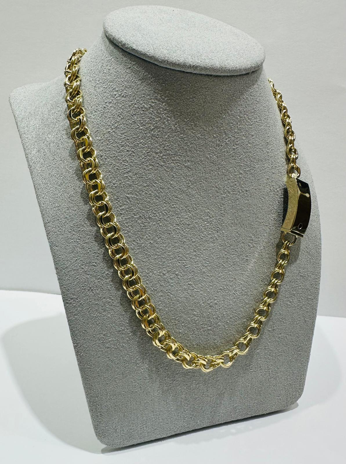 10K GOLD SEMI CHINO LINK CHAIN NECKLACE- 18.2gm    16"    6.55mm