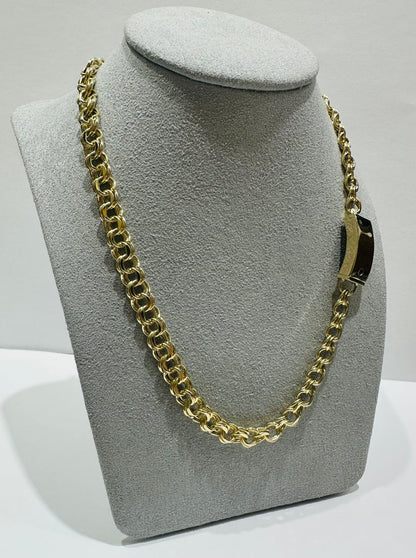 10K GOLD SEMI CHINO LINK CHAIN NECKLACE- 18.2gm    16"    6.55mm