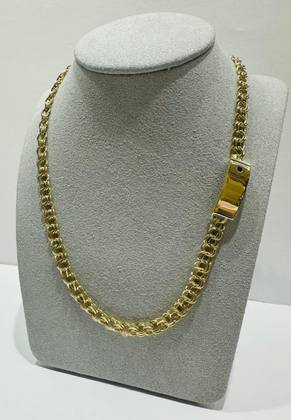 10K GOLD SEMI CHINO LINK CHAIN NECKLACE- 15.6gm    16"    6.75mm