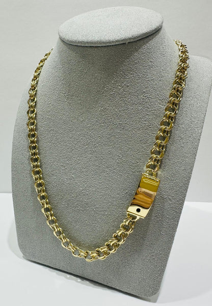 10K GOLD SEMI CHINO LINK CHAIN NECKLACE- 21.8gm    24"    6.65mm