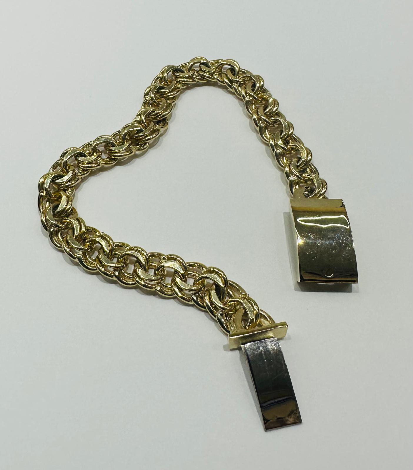 10K GOLD CHINO LINK CHAIN BRACELET- 21.2gm    9"    9.75mm