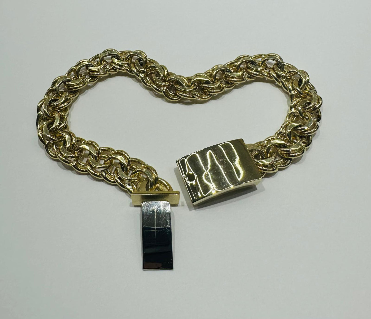 10K GOLD CHINO LINK CHAIN BRACELET- 21.2gm    9"    9.75mm