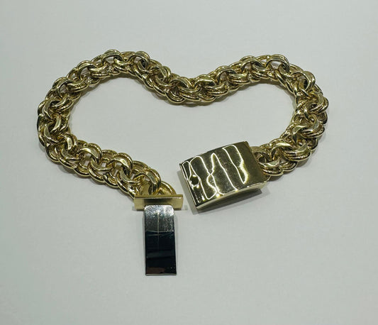 10K GOLD CHINO LINK CHAIN BRACELET- 21.2gm    9"    9.75mm