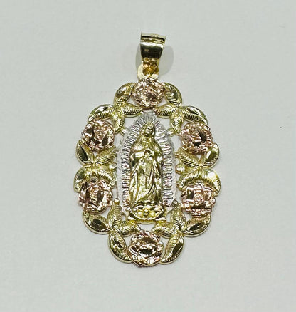 10K GOLD THREE TONE VIRIGIN MARY PENDANT-   WEIGHT: 3.8gm